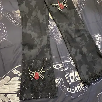 Diamant Spider ștrasuri din Mărgele pânză de păianjen dantelă patch-uri de Semnalizare Pantaloni Femei Sexy Fete Punk, Gotic, Grunge, de Epocă, Negru, Gri Colector Codrin