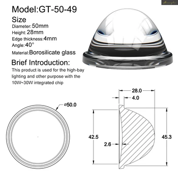 Diametrul de 50 Unghi de 40 de LED de Mare putere sticlă Borosilicată Obiectiv pentru Zoom Lanterna LED-uri Lanterna Bicicleta cap de lampă reflector proiector