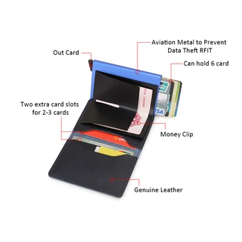 DIENQI Anti-furt din Piele Barbati Deținătorii de Carduri de Credit de Afaceri ID Card Bancar Caz Portofel Automată RFID Aluminiu Cardului