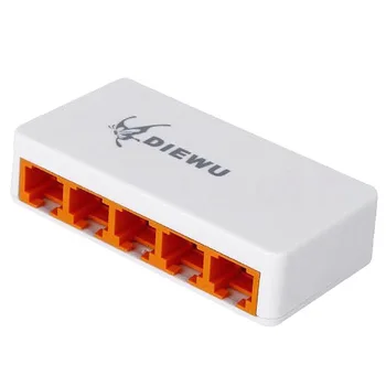 DIEWU 5 Porturi Fast Ethernet RJ45 10/100Mbps Switch de Rețea Hub de Comutare Desktop, Laptop,Portabil de Călătorie Lan Hub Putere De Micro-
