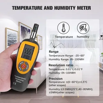 Digital de Temperatură și Umiditate Metru Mini Psihrometru Termo-Higrometru cu Punct de Rouă și Temperatura termometrului Umed Higrometru