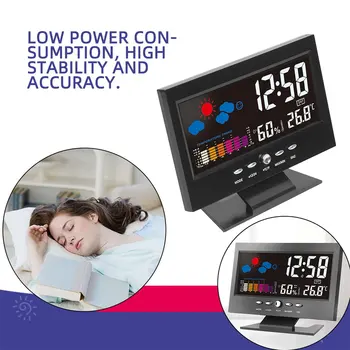 Digital Electronic LCD Ceas de Birou Temperatură Umiditate Monitor Ceas Termometru Higrometru Prognoza Meteo Ceas de Masa