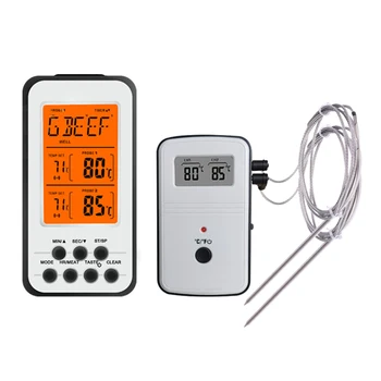 Digital GRĂTAR Termometru Wireless Bucătărie, Cuptor Mâncare de Gătit Gratar Fumător Carne Termometru cu Sondă de Temperatură și Timer Alarma