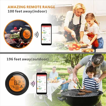 Digital wireless bluetooth 4.0-la distanță, termometre 2/6 Inoxidabil sonde inteligente barbecue carne de gătit mâncare fumător termometru