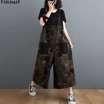 DIMANAF Femei, Plus Dimensiune Salopete de Vară 2021 în Stil Salopete Blugi Pantaloni Lungi Pantaloni Haine Largi Casual Îmbinat Carouri Negru