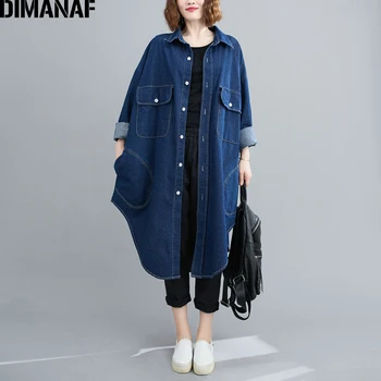 DIMANAF Plus Dimensiune Jachete Paltoane Femei de Îmbrăcăminte Bomber Geaca Denim Doamna Îmbrăcăminte Vrac Casual cu Maneca Lunga, Blugi Haina 5XL 6XL