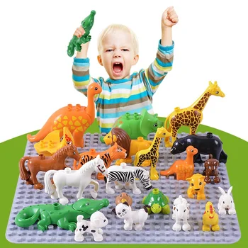 Dimensiune Mare Animal Model De Serie Cifre Blocuri Animale Jucarii Educative Pentru Copii Pentru Copii Compatibil Duploed Copii Cadouri