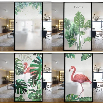 Dimensiune particularizată de Film Fereastră Static Flamingo Plante Model Decor Acasă Tentă-Folie Pentru Geam Usa Cabinetului Masă 50cmx100cm