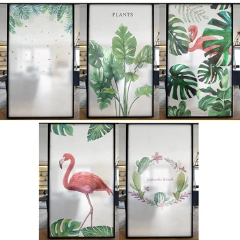 Dimensiune particularizată de Film Fereastră Static Flamingo Plante Model Decor Acasă Tentă-Folie Pentru Geam Usa Cabinetului Masă 50cmx100cm
