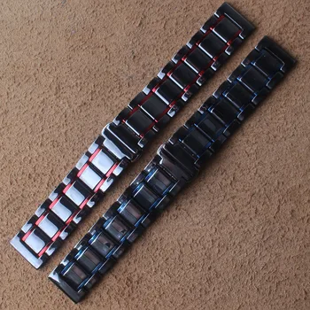 Din Ceramică de înaltă calitate Watchbands Bratara Negru cu Albastru culoare 22mm pentru Ceasuri de mana Accesorii de Moda de Înlocuire Watchbands