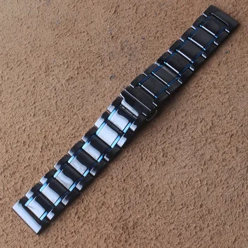 Din Ceramică de înaltă calitate Watchbands Bratara Negru cu Albastru culoare 22mm pentru Ceasuri de mana Accesorii de Moda de Înlocuire Watchbands