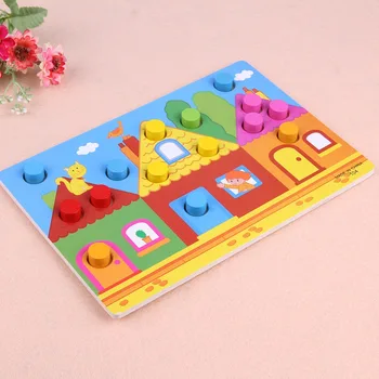 Din lemn 3D Puzzle Puzzle Jucării de Desene animate Lucruri Culoare Cunoașterea Jocuri de societate Jucarii Educative Pentru Copii, Puzzle-uri din Lemn Jucarii pentru Copii