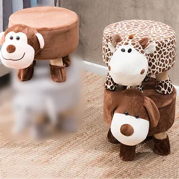 Din Lemn, Pânză Canapea Scaun De Artă Drăguț Scaun Pentru Copii Pentru Copii Desene Animate Animale Maimuta Forma De Ceai Masă Mică Scaune Scaun Bancă Scaun