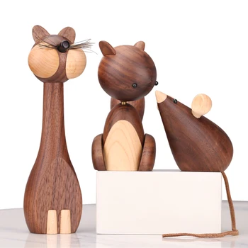 Din Lemn Veverita Cadouri Artizanat, Jucării Din Lemn Veverita Acasă Decorative, Figurine Miniaturale Animale De Design Nordic Cameră Decor