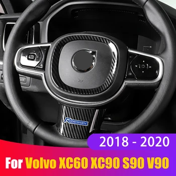 Din Oțel inoxidabil Auto Volan Tapiterie Centru Logo-ul Inel de Acoperire Cadru Pentru Volvo XC60 XC90 V90 S90 2018 2019 2020 Accesorii