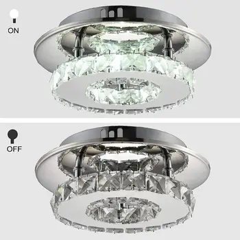 Din Oțel inoxidabil Cristal K9 Moderne Flush Mount Plafon Lumina, Rotund Lampă de Tavan pentru luat Masa Camera de zi Dormitor Baie