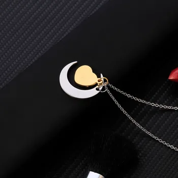 Din Oțel Inoxidabil De Aur Inima Lună Pandantive Dragoste Colier Stil Romantic Colier Bijuterii Pentru Femei, Cadouri Personalizate Cuvânt Pe Inimă Nouă