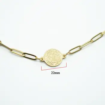 Din Oțel Inoxidabil De Aur St Benedict Medalie De Monedă Cravată Colier Pentru Femei De Metal Medalla San Benito Blocare Lanț Colier Religiosas