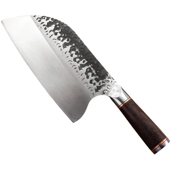 Din Oțel inoxidabil Forjat Chineză Cuțit cuțit Cuțit de Bucătărie Chef Cuțite cu Mâner din Lemn de Abanos Cuțit Ascuțitoare