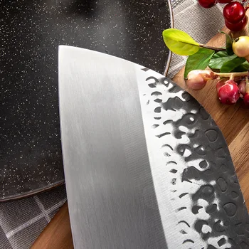 Din Oțel inoxidabil Forjat Chineză Cuțit cuțit Cuțit de Bucătărie Chef Cuțite cu Mâner din Lemn de Abanos Cuțit Ascuțitoare