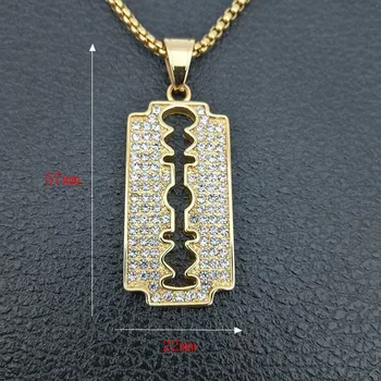 Din Oțel inoxidabil Frizer Lama Pandantiv Colier pentru Bărbați Hip Hop Rapper bijuterii cu 60cm Aur de Culoare Lanț de link-ul