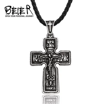 Din Oțel inoxidabil Pandantiv Crucifix Catolic Religioase Cruce Religioase Creștine Barbati Colier Bijuterii LHP186