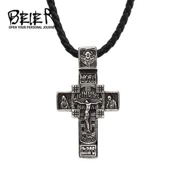 Din Oțel inoxidabil Pandantiv Crucifix Catolic Religioase Cruce Religioase Creștine Barbati Colier Bijuterii LHP185