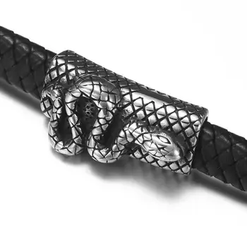 Din Oțel inoxidabil Punk Snake Slider Margele 12*6mm Orificiu Slide Farmecul Șirag de mărgele pentru Barbati din Piele Bratara de Luare de Bijuterii DIY Accesorii