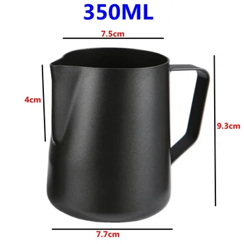 Din Oțel inoxidabil Spumarea Laptelui Ulcior 350/600 ml Cafea Latte, Espresso Negru Acoperire Non-stick Ulcior Ușor de Curățare Cana Recipient