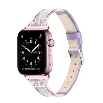 Din piele si ceramica curea pentru Apple watch band 44mm 40mm iwatch 42mm 38mm brățară Diamant watchband pentru Apple watch 6/5/4/3/2/1