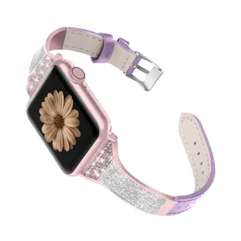 Din piele si ceramica curea pentru Apple watch band 44mm 40mm iwatch 42mm 38mm brățară Diamant watchband pentru Apple watch 6/5/4/3/2/1