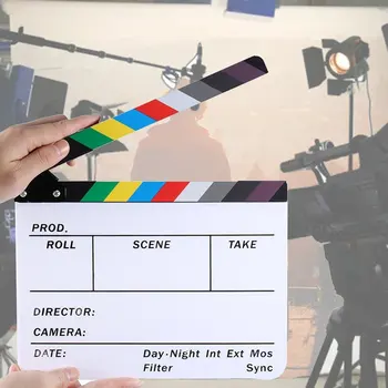 Directorul de Scenă Video Clapperboard Clapper Board Acrilice Regizor de Film TV Film de Acțiune Ardezie Bate Manual Taie Prop