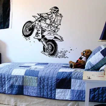Dirtbike Wheelie Perete Decal Perete Sport Vinil Autocolante De Arta Pentru Copii, Camere De Băieți Decor Acasă Vinilos Paredes Moto X Picturi Murale