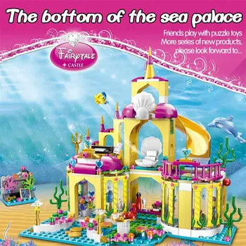 Disney 434pcs Constructii Blocuri Printesa Sirena Subacvatic Palat Castel Stivuire Cărămizi Compatibil Fete Prietenii Copil Jucării