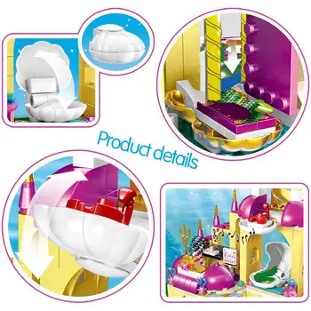 Disney 434pcs Constructii Blocuri Printesa Sirena Subacvatic Palat Castel Stivuire Cărămizi Compatibil Fete Prietenii Copil Jucării