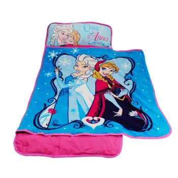 Disney Albastru Frozen Elsa Anna Portabil Laminate pui de Somn Mat cu patura si Perna pentru copii Fete Copii Pătură de Călătorie