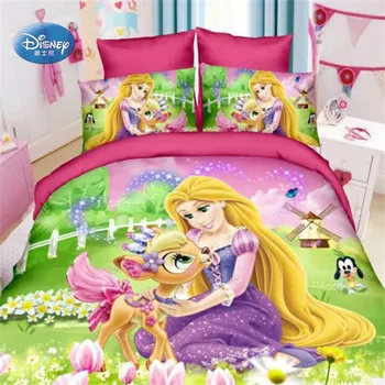 Disney Bella Rapunzel, Cenusareasa, Printesa Fata de Plapuma Quilt Capac Pernă 2/3/4 pc-uri 3D Set de lenjerie de Pat Single Twin Dimensiune pentru Fata