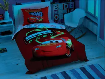 Disney Cars-Glow În Întuneric Carpetă Acopere Set 3 buc Unică Bumbac Lenjerie de pat Beding