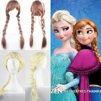 Disney Cosplay Peruca Papusa Elsa Frozen Anna Printesa Zapezii Serie De Halloween Pentru Anime Cu Părul Blond Copil Cu Cozi Papusa Cu Peruca