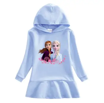 Disney Frozen Elsa Toamna Fete printesa Pulover cu Gluga Rochie de Desene animate pentru Copii de Iarna din Bumbac cu Gluga pulover Rochie Casual