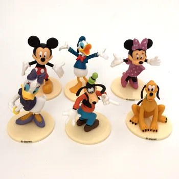 Disney Jucarii 6pcs/Set 7-9cm Mickey Mouse-Jucarie din Plastic de Cifre Daisy Duck Donald Goofy, Minnie Acasă Decorare Model pentru Copii Cadouri
