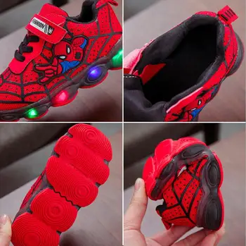 Disney Led-uri luminoase Pantofi de Copii pentru băieți și fete de Lumină Copii Luminos copilul Adidasi Spiderman plasă de sport Băiat de Lumină Led Pantofi