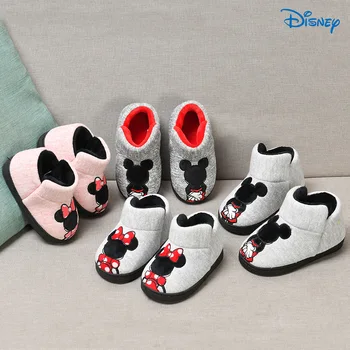 Disney Mickey Minnie pentru Copii de Iarnă Modelului Bumbac Papuci de casă Pantofi Baieti/Fete Interioară Papuci de casă Încălzirea Acasă copilul de Pantofi pentru Copii