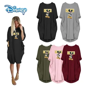 Disney Mickey Mouse Dress Femei neregulate de Desene animate Model Casual Litera O-Neck Rochii Femei de Vara Plus Dimensiune 2020 Vestido