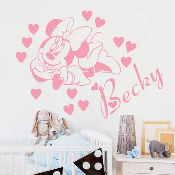 Disney Mickey Mouse-Personalizat Cu Numele Vinil Autocolante De Perete Pentru Copii Fete Camera Dormitor Accesorii Personalizate Cu Numele Decor 0310