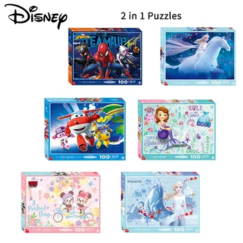 Disney Newst 100 +200 Bucăți 2 În 1 Jigsaw Puzzle Pentru Copii Congelate Marvel Desene Animate Puzzle-Uri Din Lemn Congelate Jucarii Educative 2020