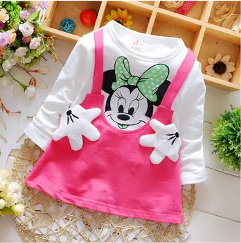 Disney Noi copii Fată dress Costum Minnie pentru copii seturi de Îmbrăcăminte pentru Copii printesa fete cu maneca Lunga hello kitty dress curea topuri