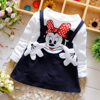 Disney Noi copii Fată dress Costum Minnie pentru copii seturi de Îmbrăcăminte pentru Copii printesa fete cu maneca Lunga hello kitty dress curea topuri