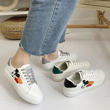 Disney pantofi albi de sex feminin de primăvară apartament nou adidasi coreean sălbatice Mickey Mouse student bord pantofi lui Mickey Mouse singură pantofi