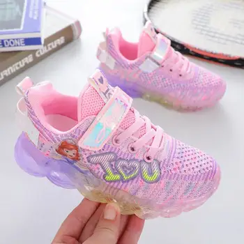 Disney pentru Copii Pantofi Casual cu Lumina LED-uri Fete Adidași 2020 Toamna Noua Printesa Pantofi pentru Fete adolescente Dimensiuni 26*36 Lumious
